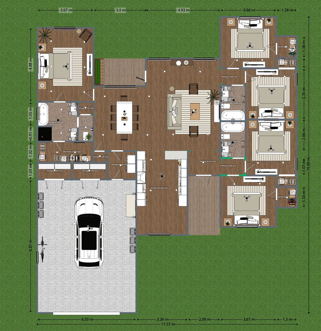 Blueprints - Inviting 5 Bedroom Ranch House Plan with 3.5 Baths