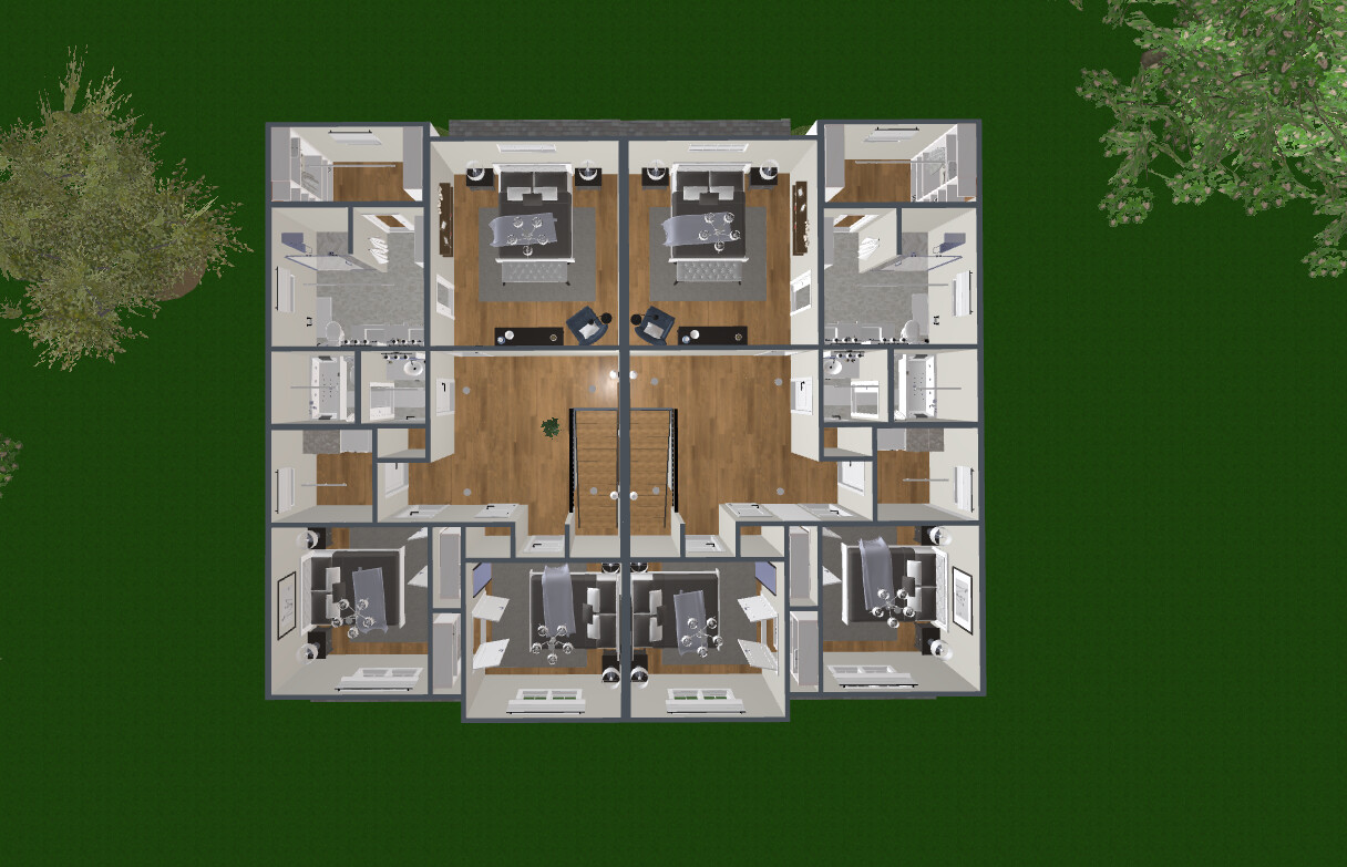 Blueprints - Spacious Modern Duplex House Plan — 6 Bedrooms, 313 m² (3,369 sq ft), 2 Garages