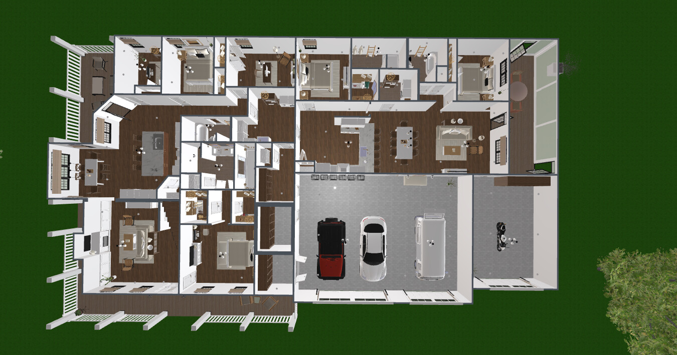 Visualization gallery - Grand Multi-Car House Plan — 4 Bedrooms, 538 m² (5,791 sq ft), Game Loft & 4-Car Garages