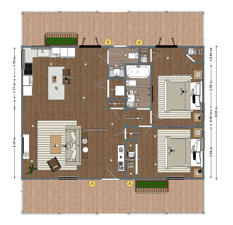 Blueprints - Inviting Open-Concept Cottage House Plan — 2 Bedrooms, 81 m² (872 sq ft), Single-Level Comfort