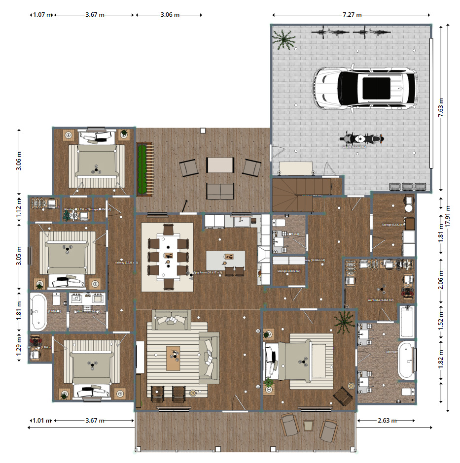 Blueprints - Modern 2-Storey House Plan — 4 Bedrooms, 2.5 Baths, ~260 m² (2,800 sq ft), 2-Car Garage
