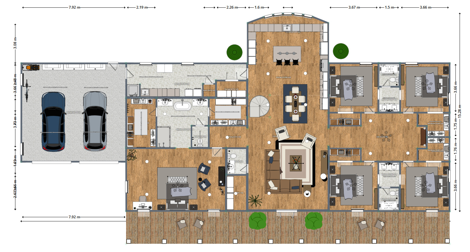 Blueprints - Luxury Family House Plan — 5 Bedrooms, Loft, 2-Car Garage, 407 m² (4,381 sq ft)