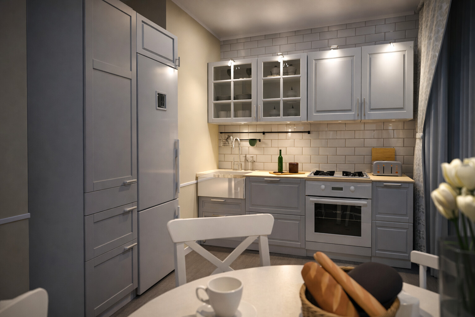 Galería de visualizaciones - Plano de apartamento tradicional con encanto — 71 m² (764 sq ft), 1,5 baños, cuarto infantil, balcón