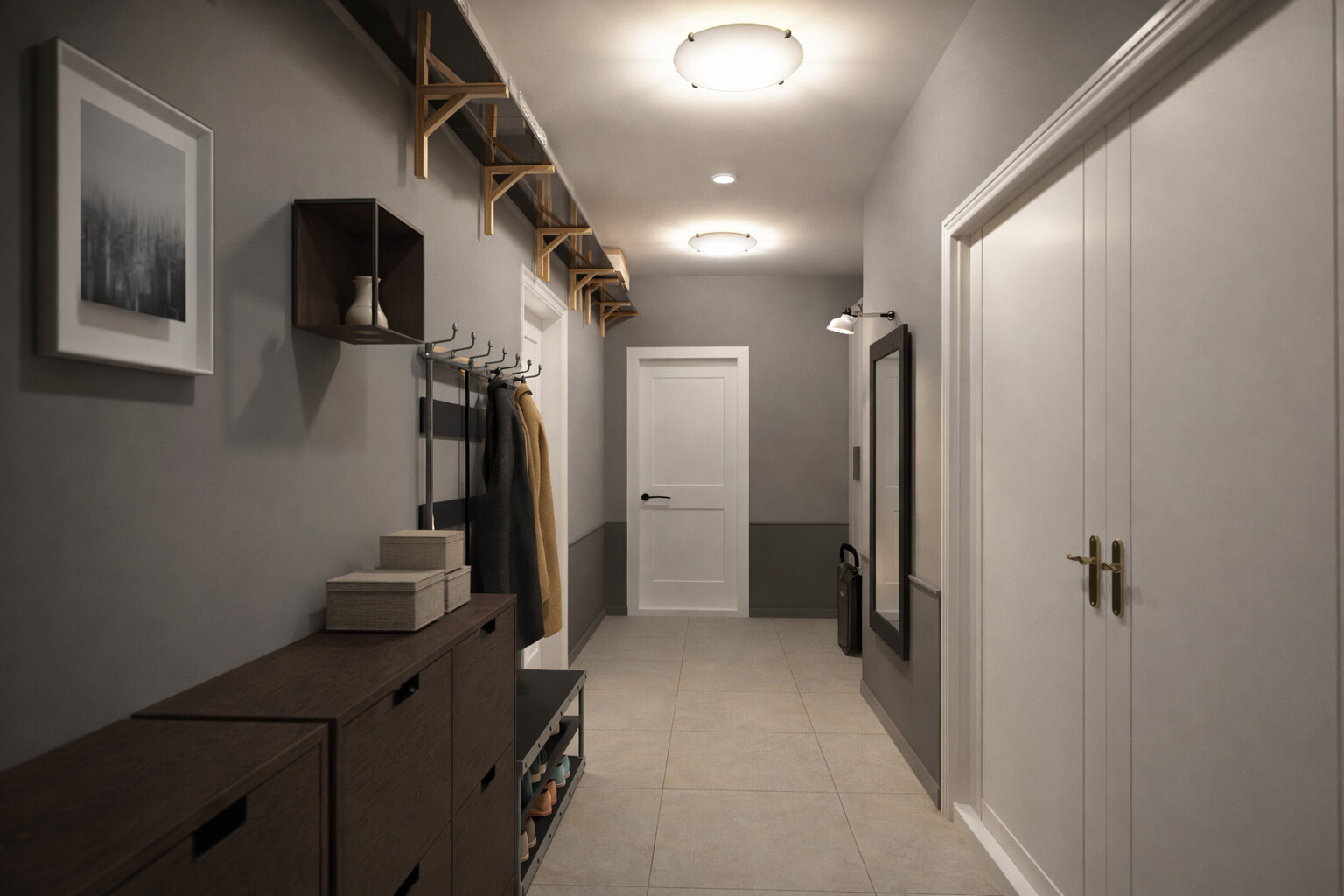 Galería de visualizaciones - Plano de apartamento tradicional con encanto — 71 m² (764 sq ft), 1,5 baños, cuarto infantil, balcón