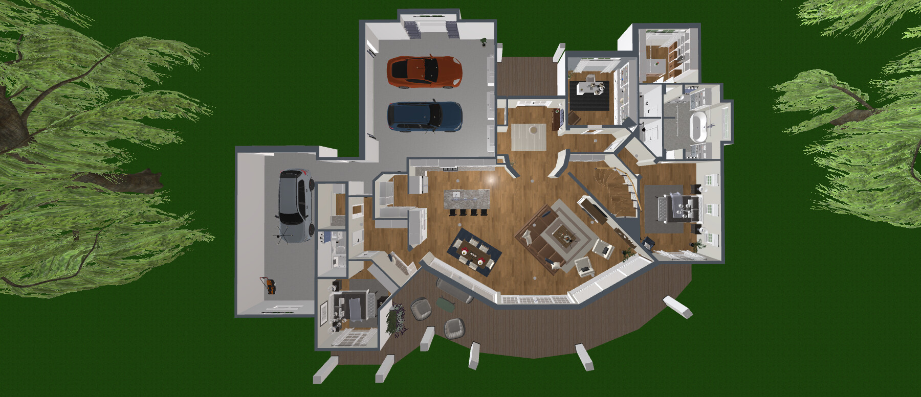 Galería de visualizaciones - Plano de casa de lujo de 6 dormitorios — 602 m² (6.488 sq ft), cine en casa y garaje para 3 autos