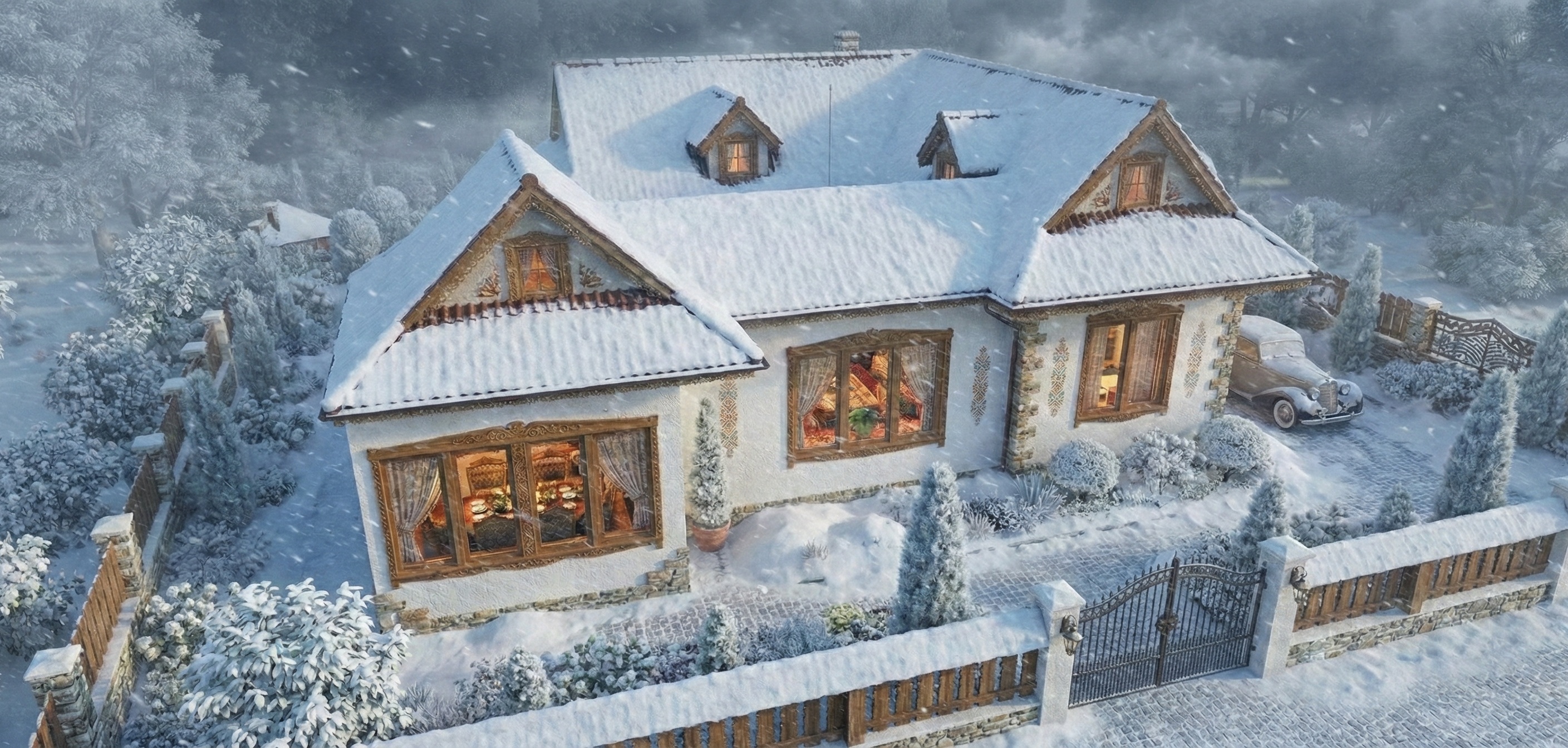 Galería de visualizaciones - Plano acogedor de apartamento de 2 dormitorios — 84 m² (904 sq ft), dos balcones, despensa y lavandería