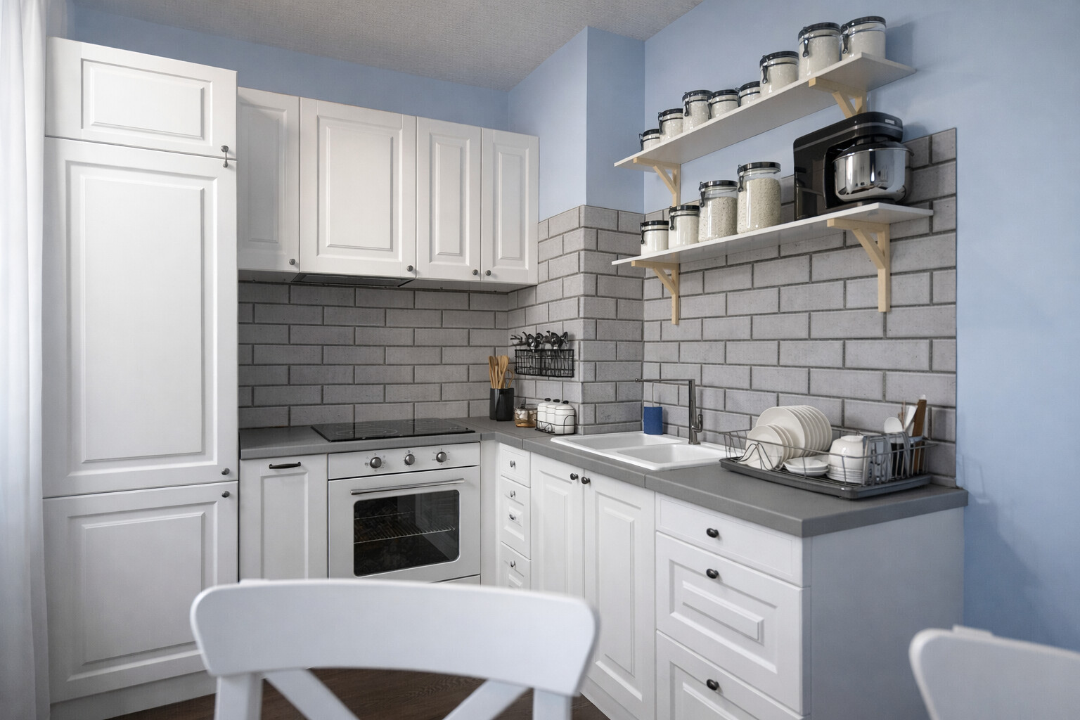 Galería de visualizaciones - Plano acogedor de apartamento de 2 dormitorios — 84 m² (904 sq ft), dos balcones, despensa y lavandería