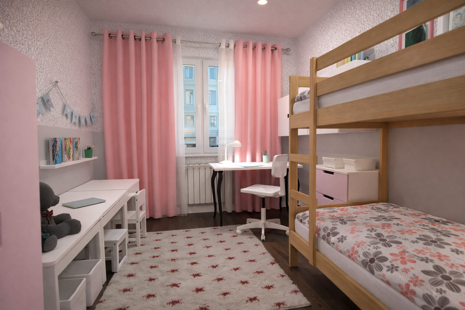 Galería de visualizaciones - Plano acogedor de apartamento de 2 dormitorios — 84 m² (904 sq ft), dos balcones, despensa y lavandería