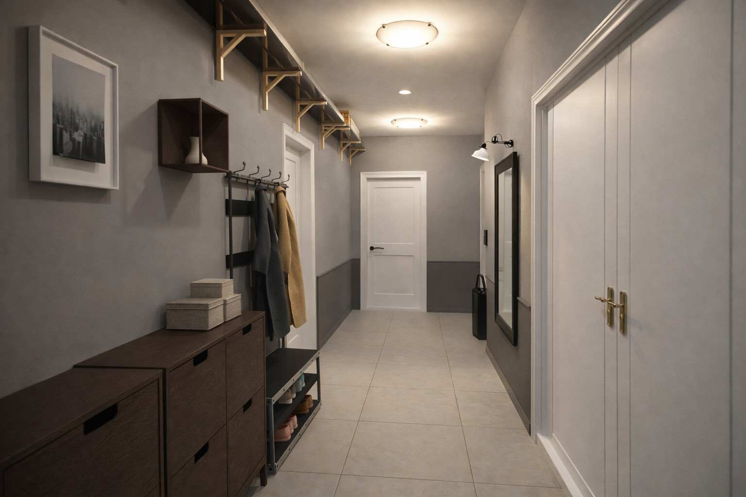 Galería de visualizaciones - Plano acogedor de apartamento de 2 dormitorios — 84 m² (904 sq ft), dos balcones, despensa y lavandería