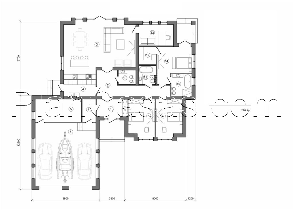 Galería de visualizaciones - Casa de una planta