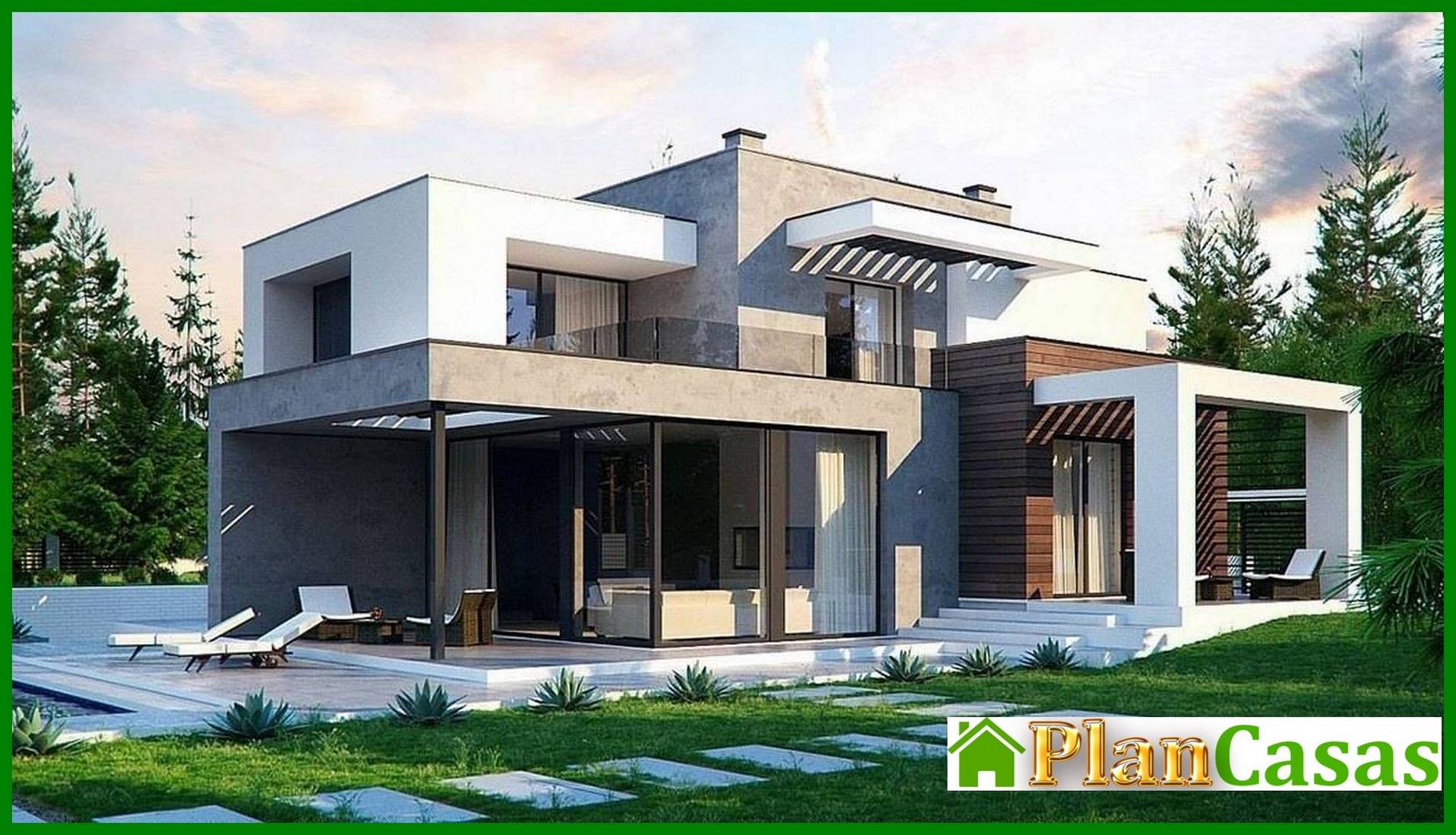 Visualization gallery - Two-story flat-roof mansion