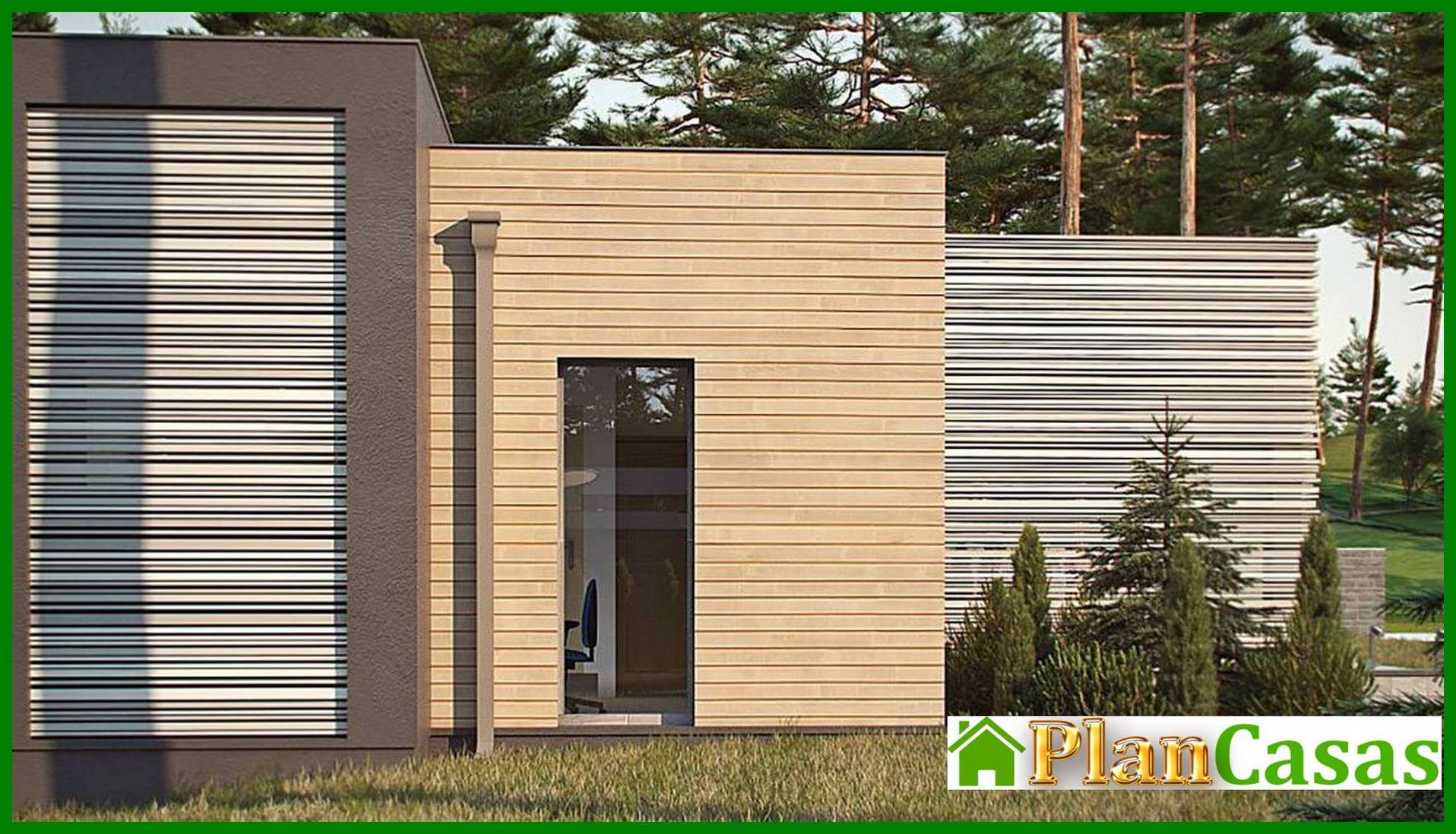 Galería de visualizaciones - Mansion moderna de una planta para un terreno estrecho