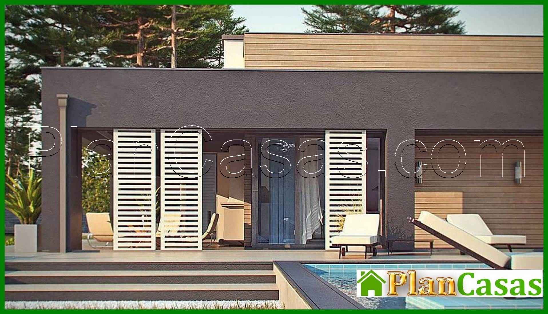 Galería de visualizaciones - Mansion moderna de una planta para un terreno estrecho