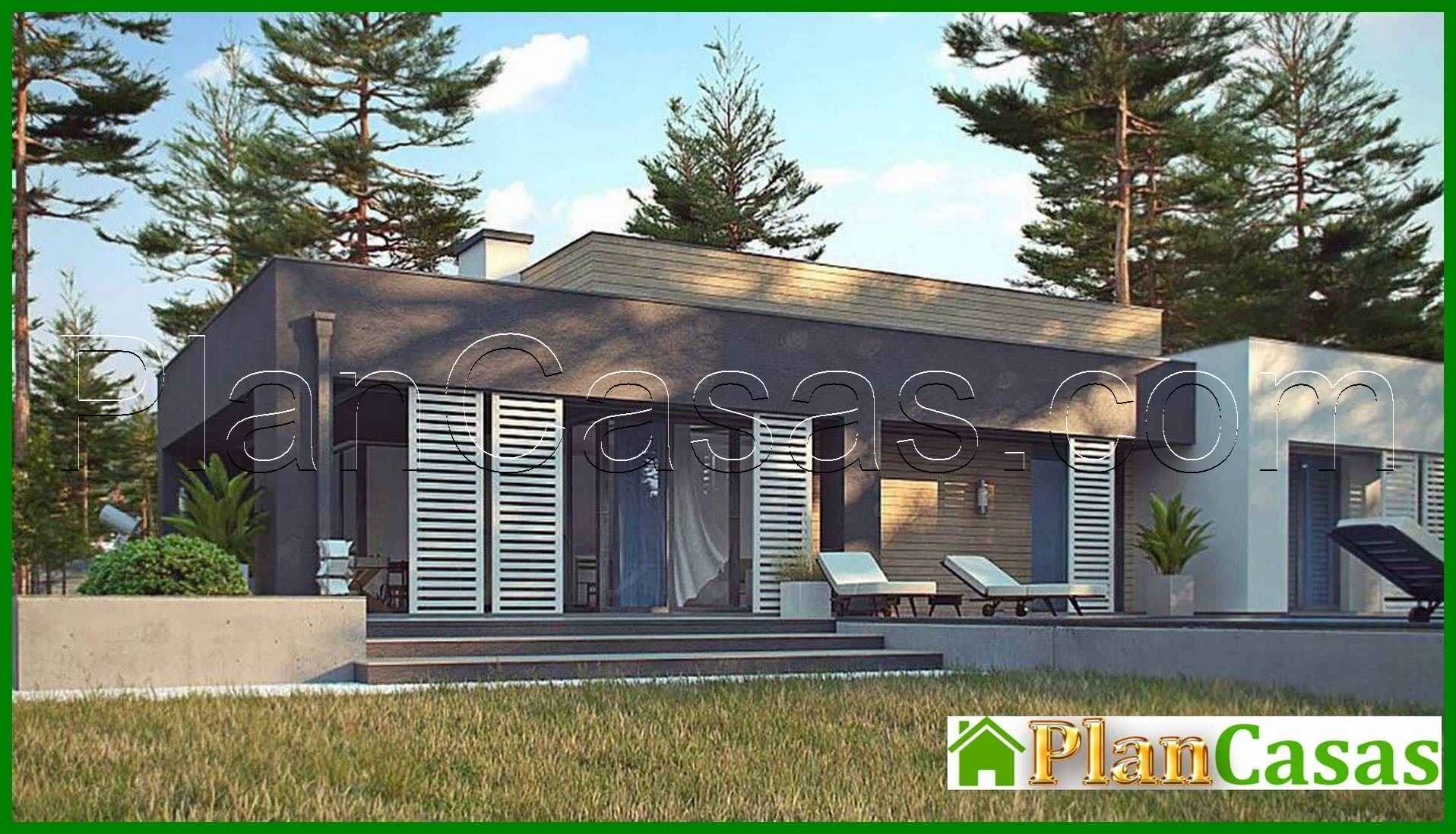 Galería de visualizaciones - Mansion moderna de una planta para un terreno estrecho