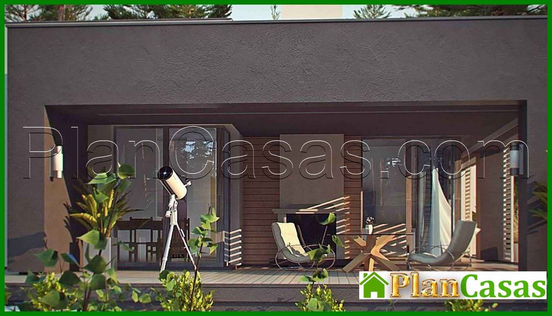 Galería de visualizaciones - Mansion moderna de una planta para un terreno estrecho