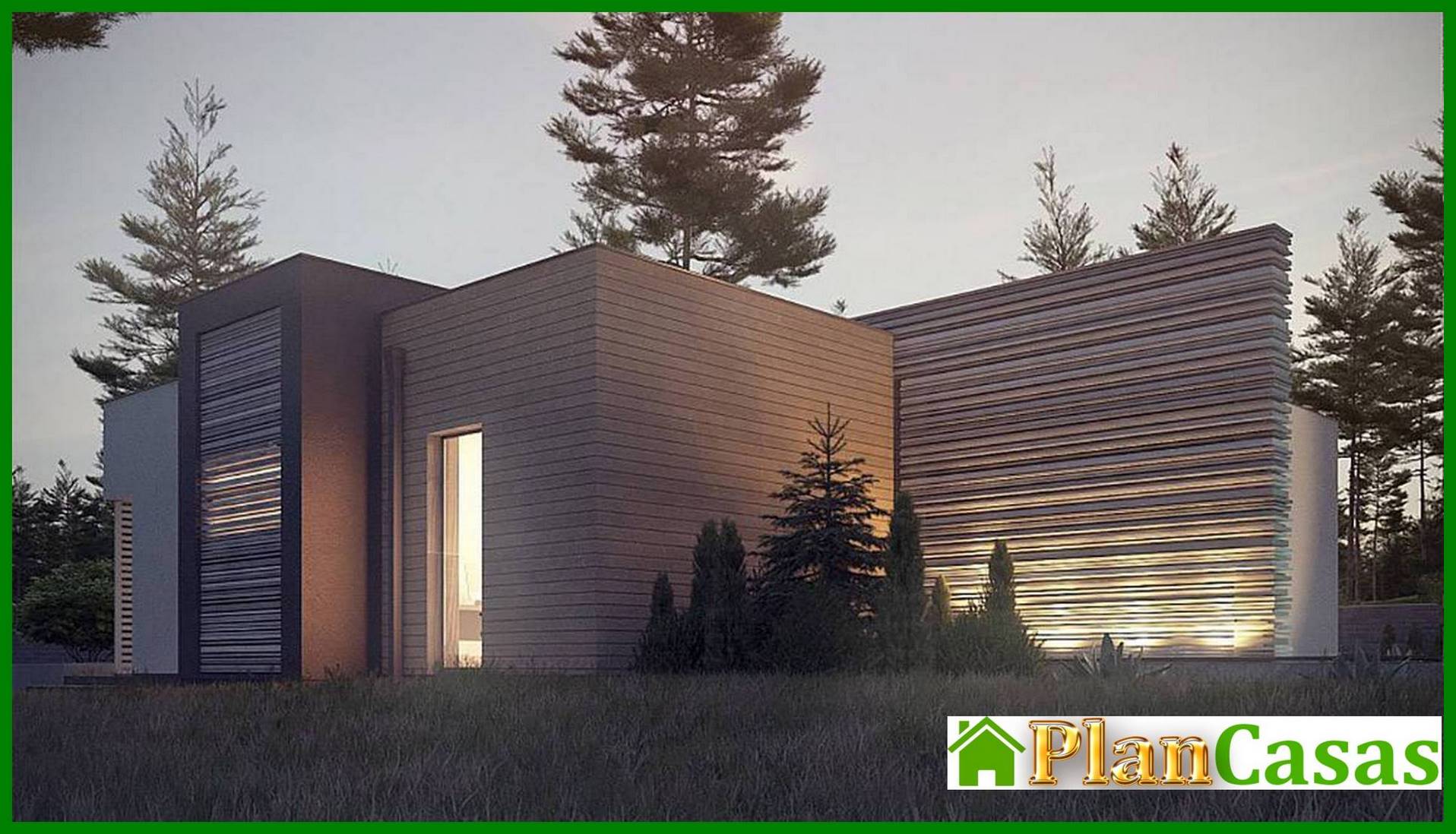 Galería de visualizaciones - Mansion moderna de una planta para un terreno estrecho