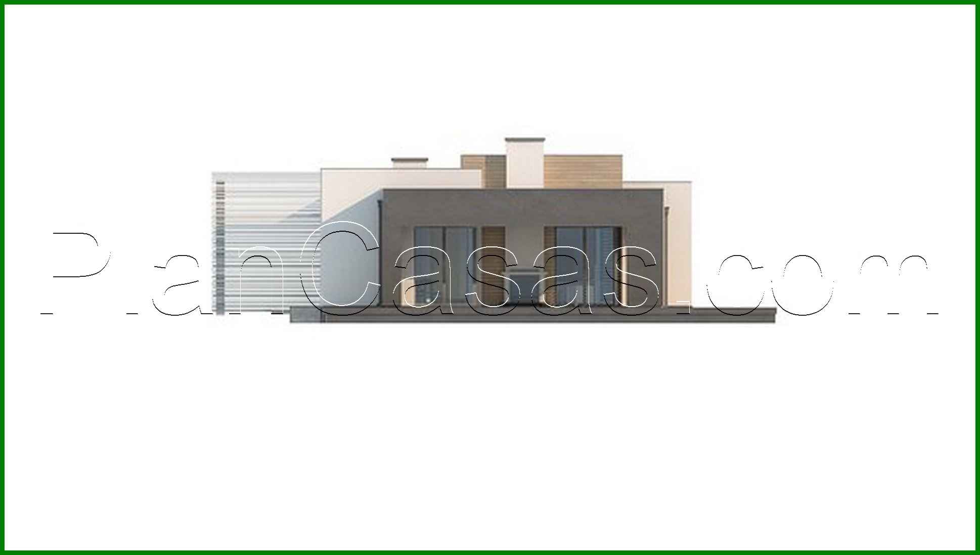 Galería de visualizaciones - Mansion moderna de una planta para un terreno estrecho