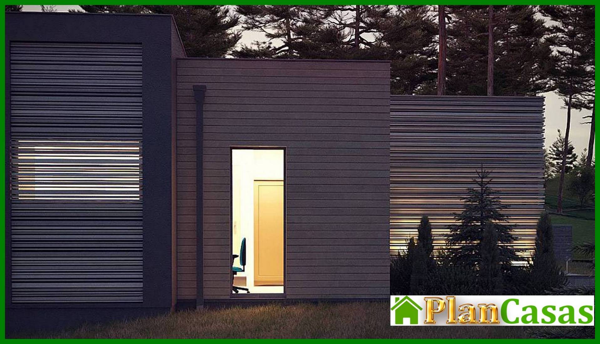 Galería de visualizaciones - Mansion moderna de una planta para un terreno estrecho