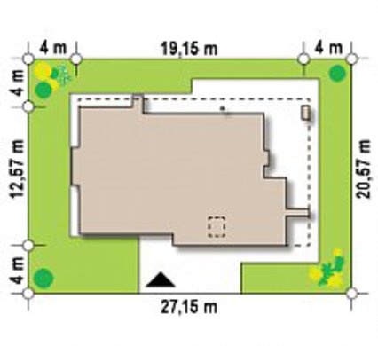 Galería de visualizaciones - Mansion moderna de una planta para un terreno estrecho