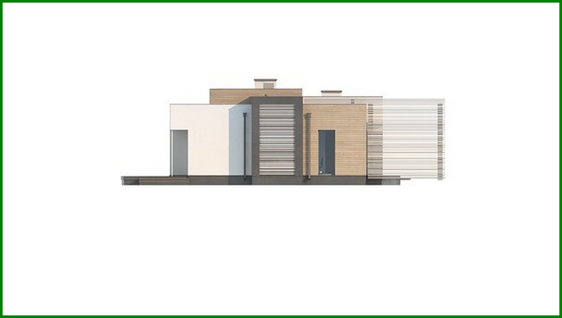 Galería de visualizaciones - Mansion moderna de una planta para un terreno estrecho