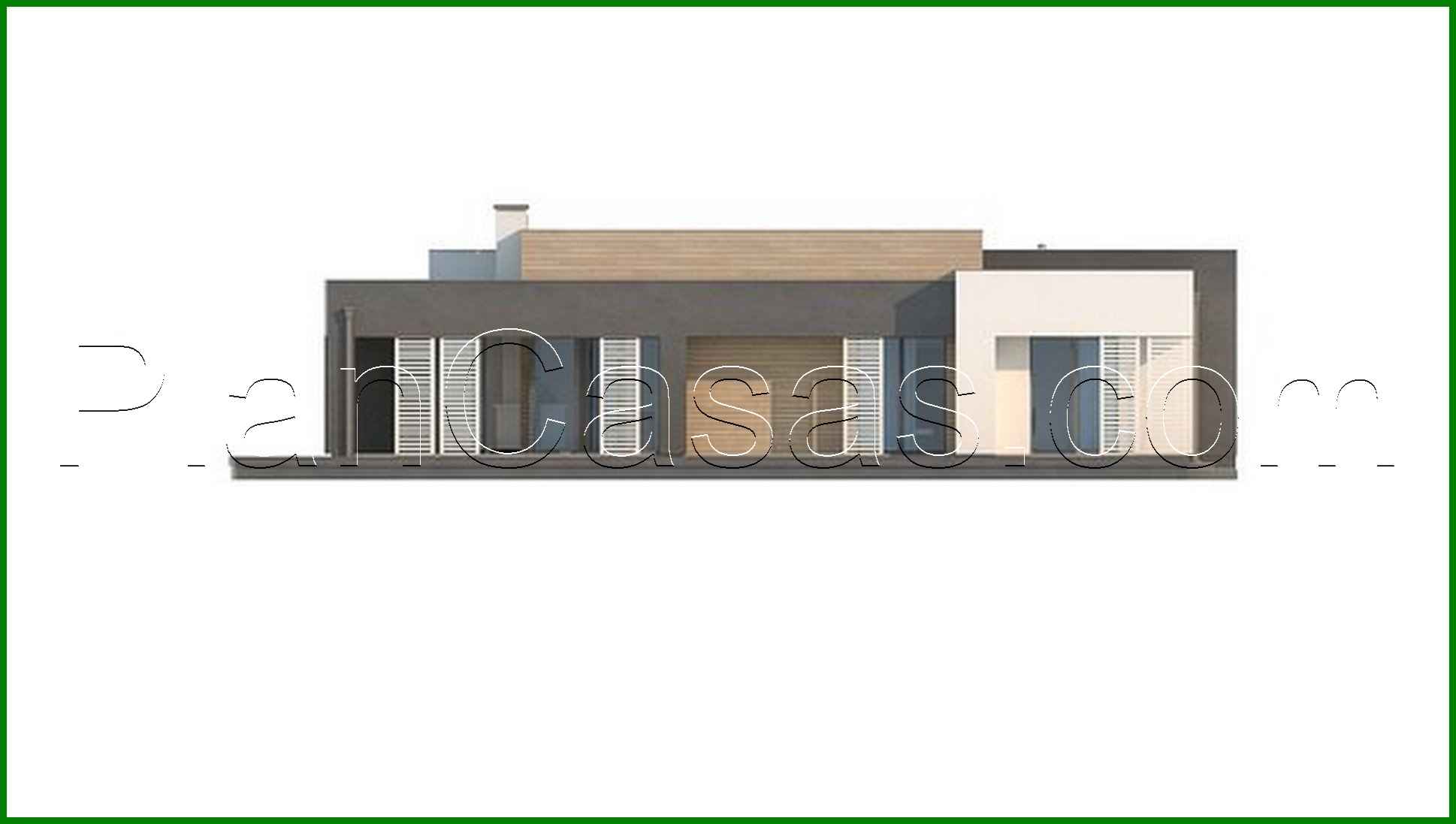 Galería de visualizaciones - Mansion moderna de una planta para un terreno estrecho