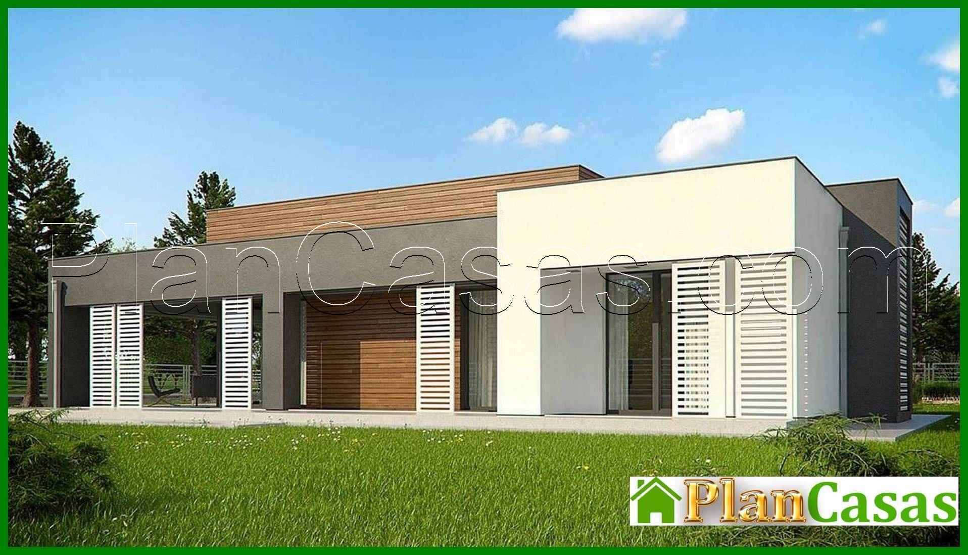 Galería de visualizaciones - Mansion moderna de una planta para un terreno estrecho