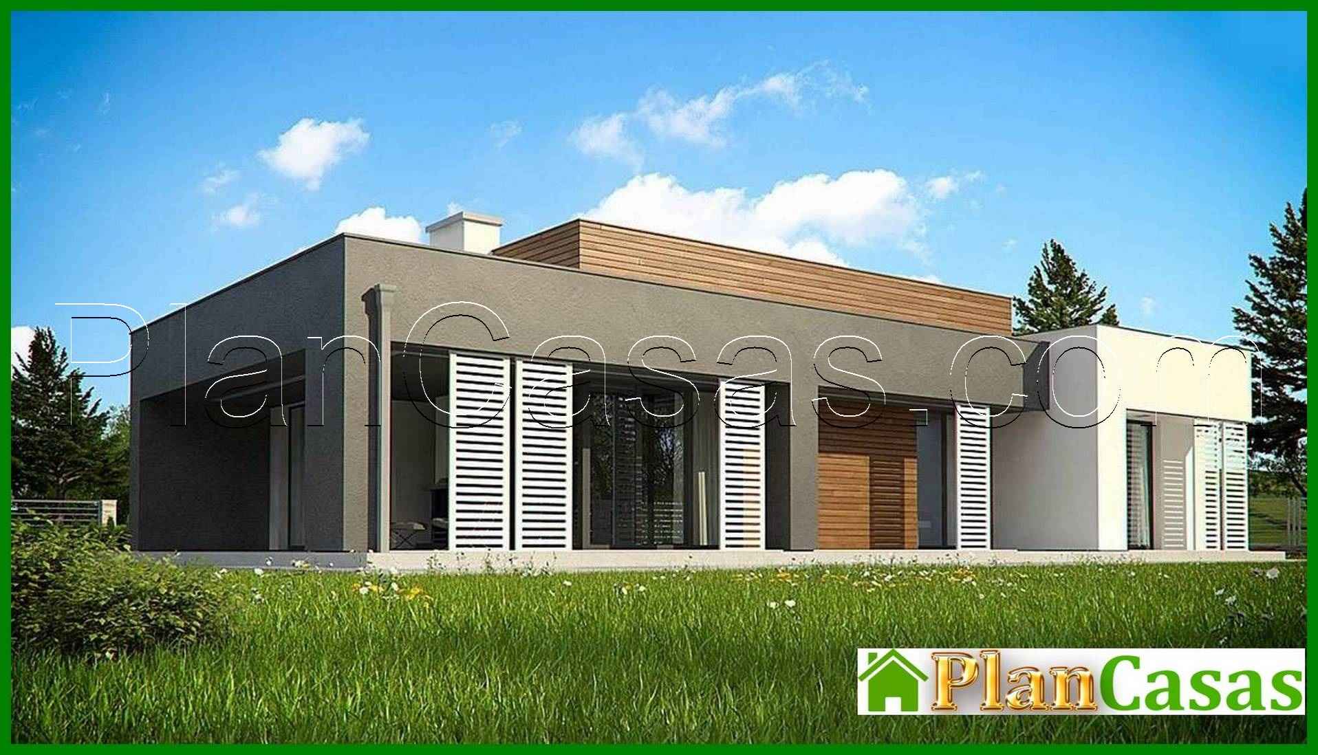 Galería de visualizaciones - Mansion moderna de una planta para un terreno estrecho