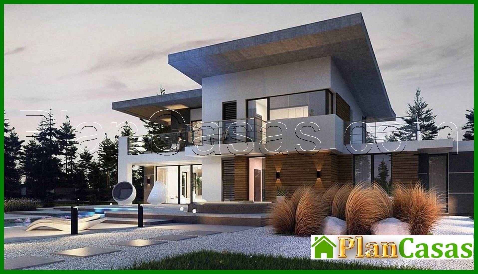 Visualization gallery - Modern two-story mansion with a terrace on the second floor
