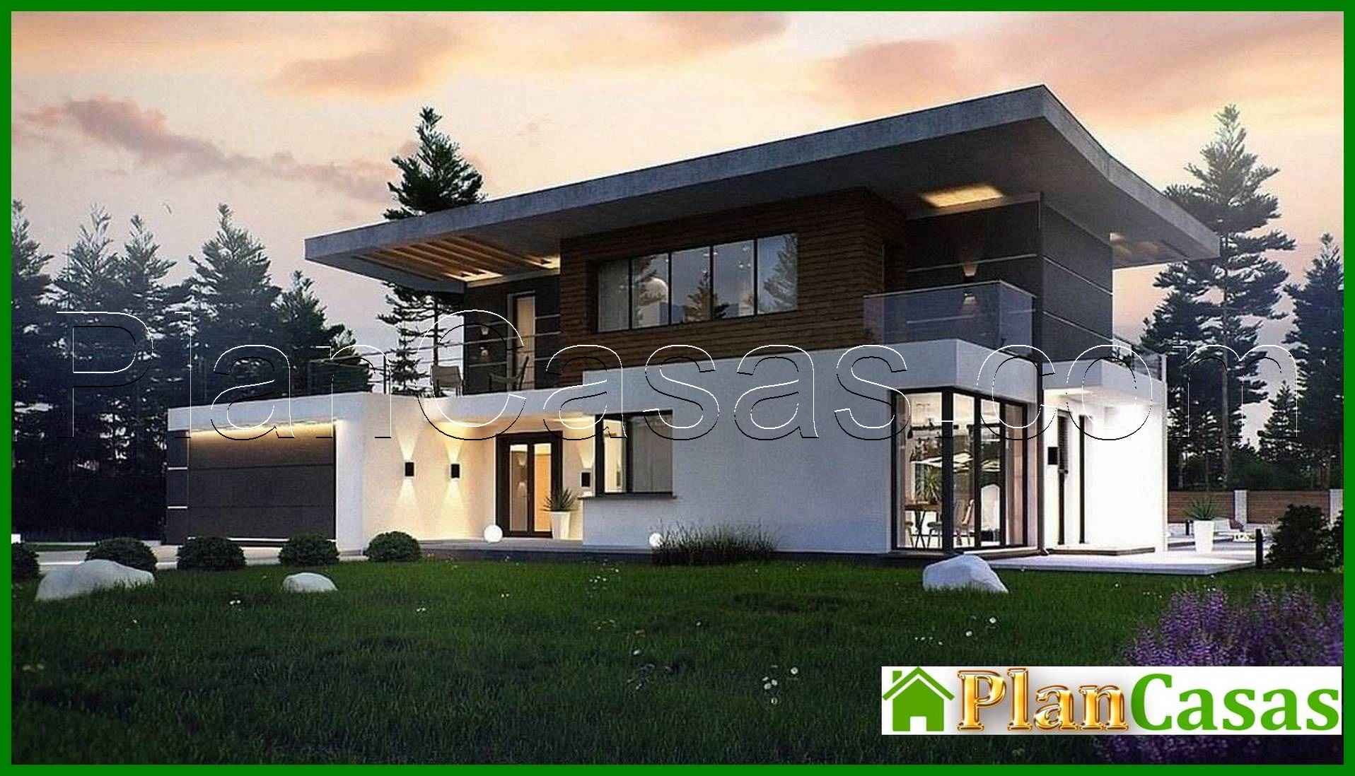 Visualization gallery - Modern two-story mansion with a terrace on the second floor