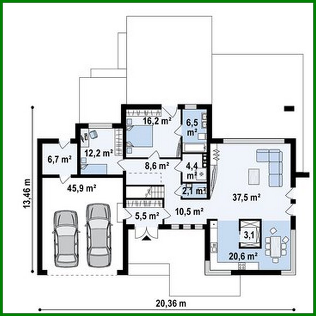 Visualization gallery - Modern two-story mansion with a terrace on the second floor