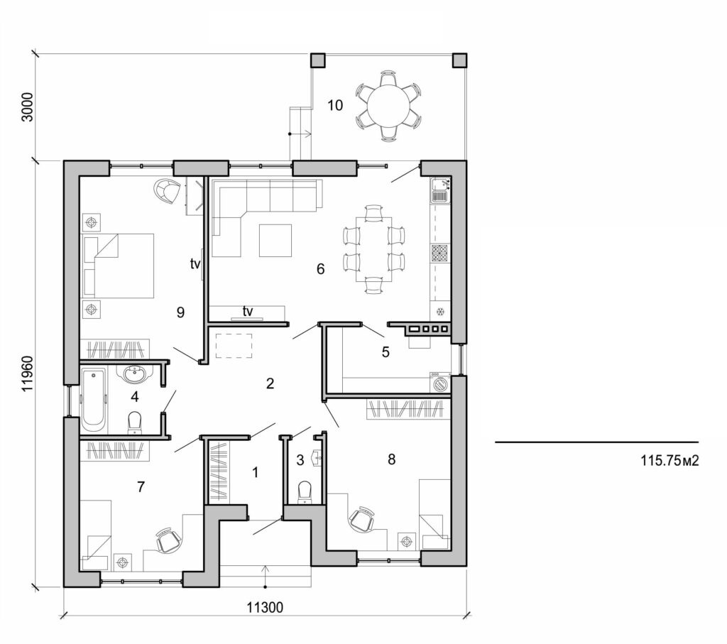 Galería de visualizaciones - Casa de una planta