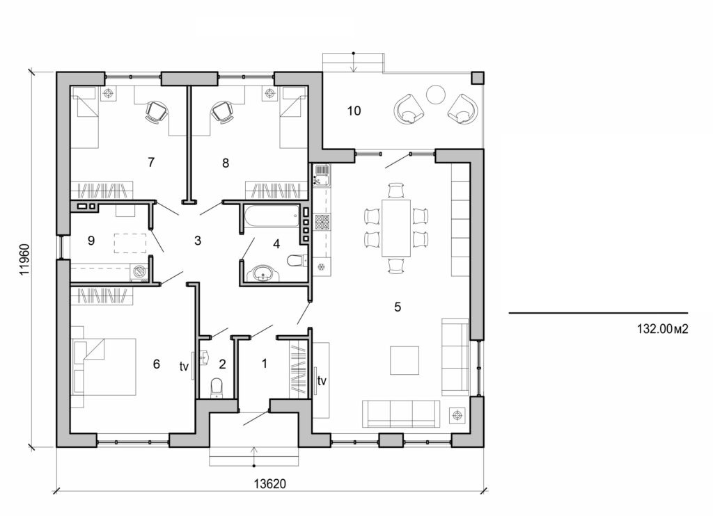 Galería de visualizaciones - Casa de una planta
