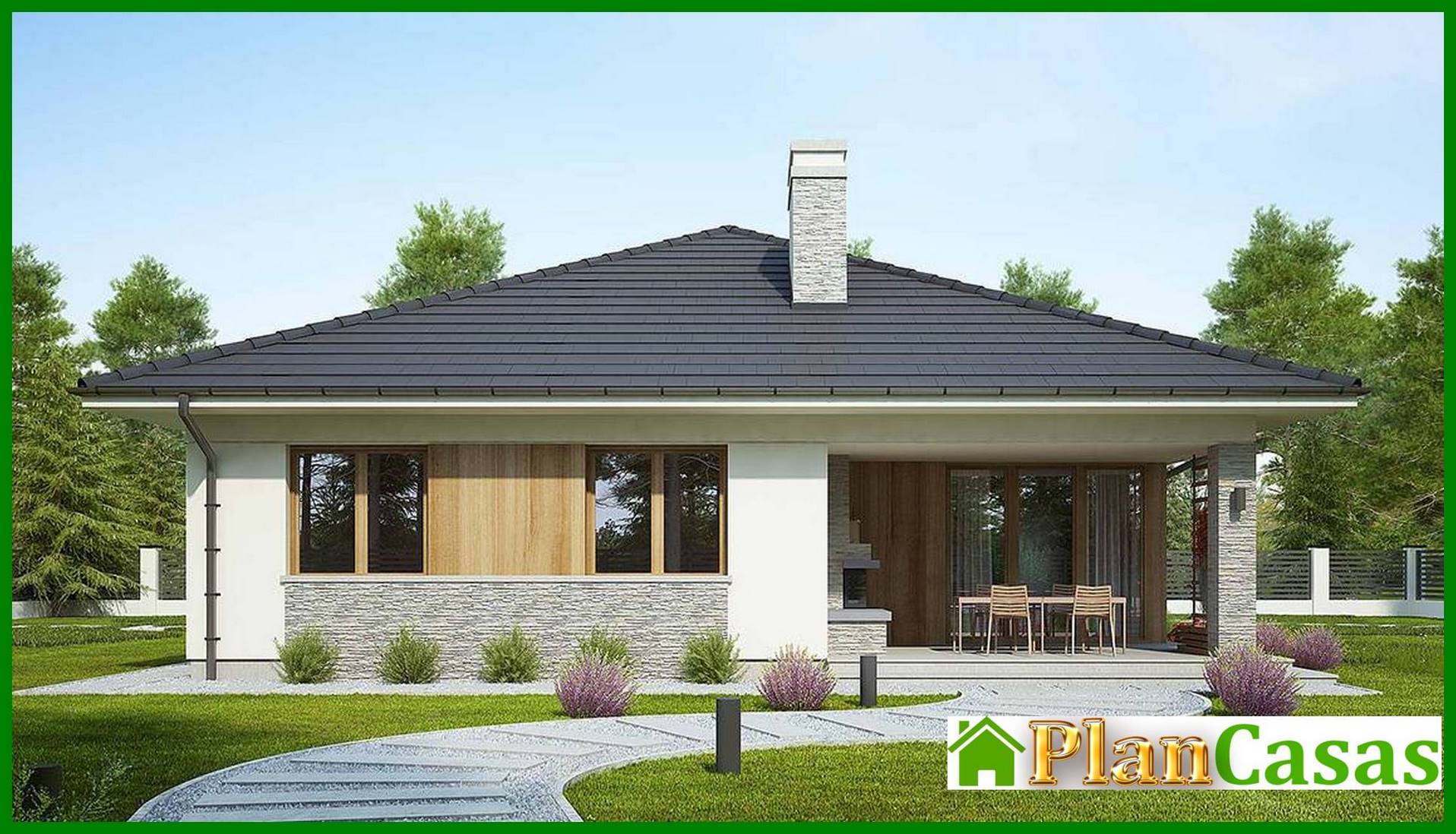 Casa elegante de una planta con tres dormitorios