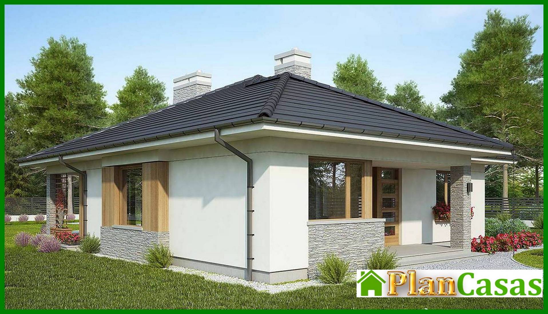 Galería de visualizaciones - Casa elegante de una planta con tres dormitorios