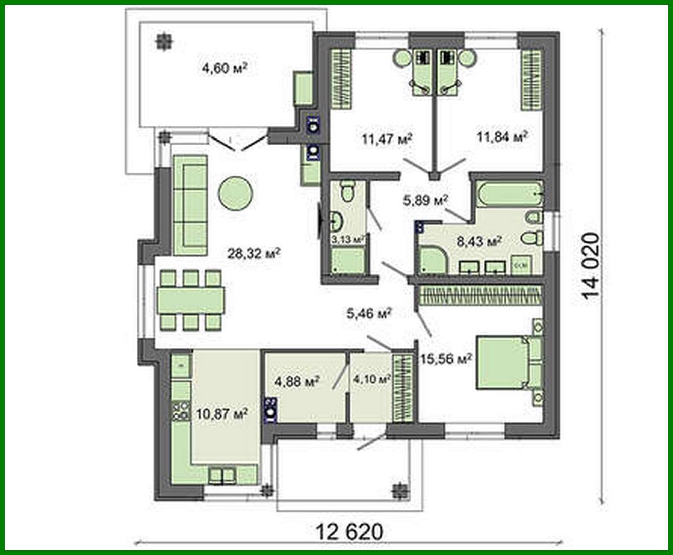 Galería de visualizaciones - Casa elegante de una planta con tres dormitorios