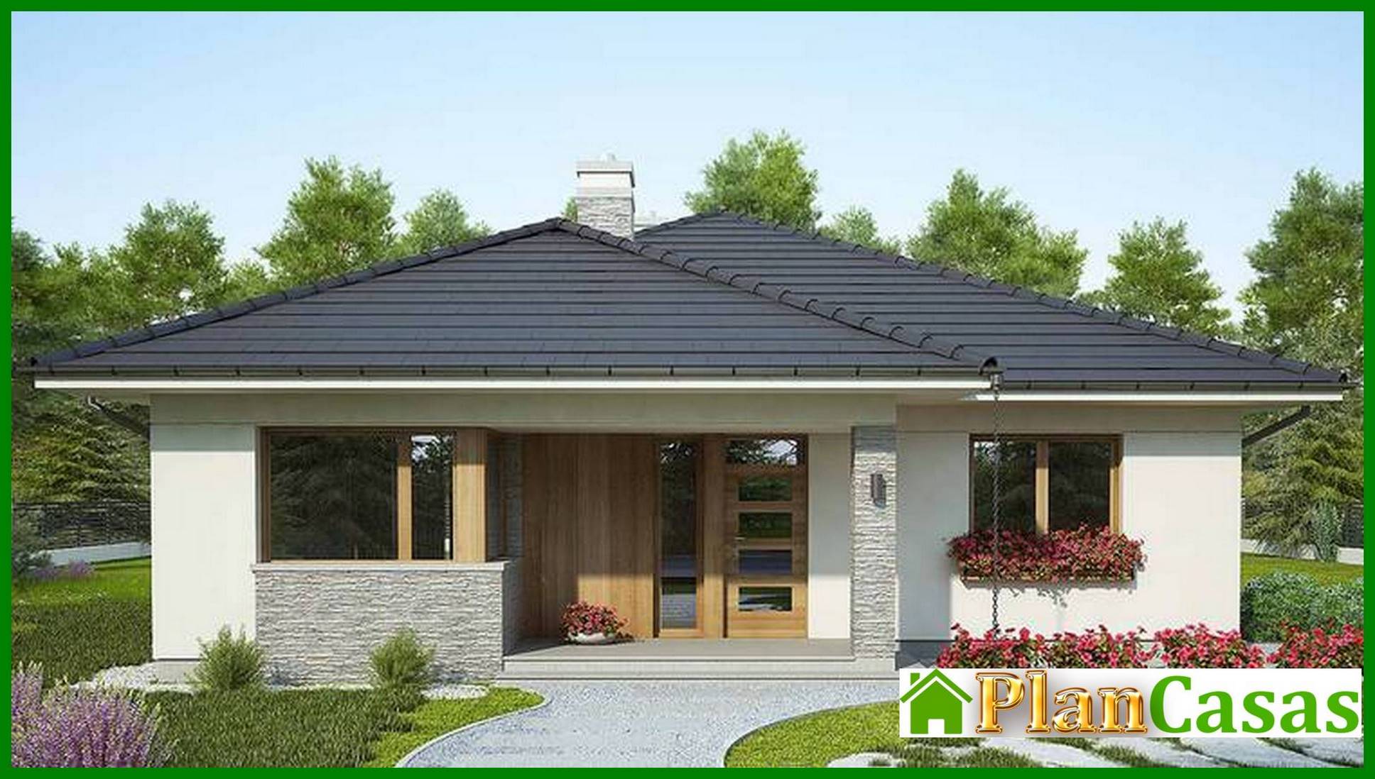 Galería de visualizaciones - Casa elegante de una planta con tres dormitorios