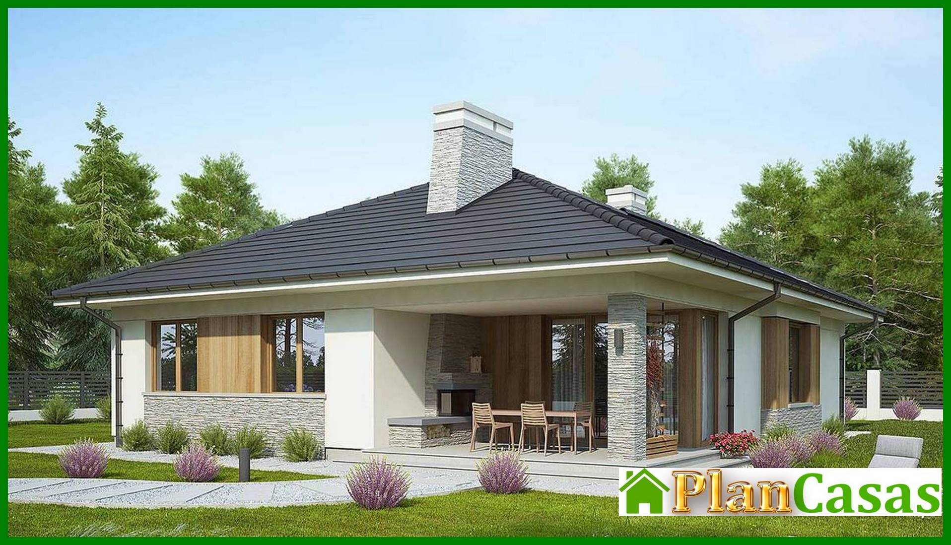 Galería de visualizaciones - Casa elegante de una planta con tres dormitorios