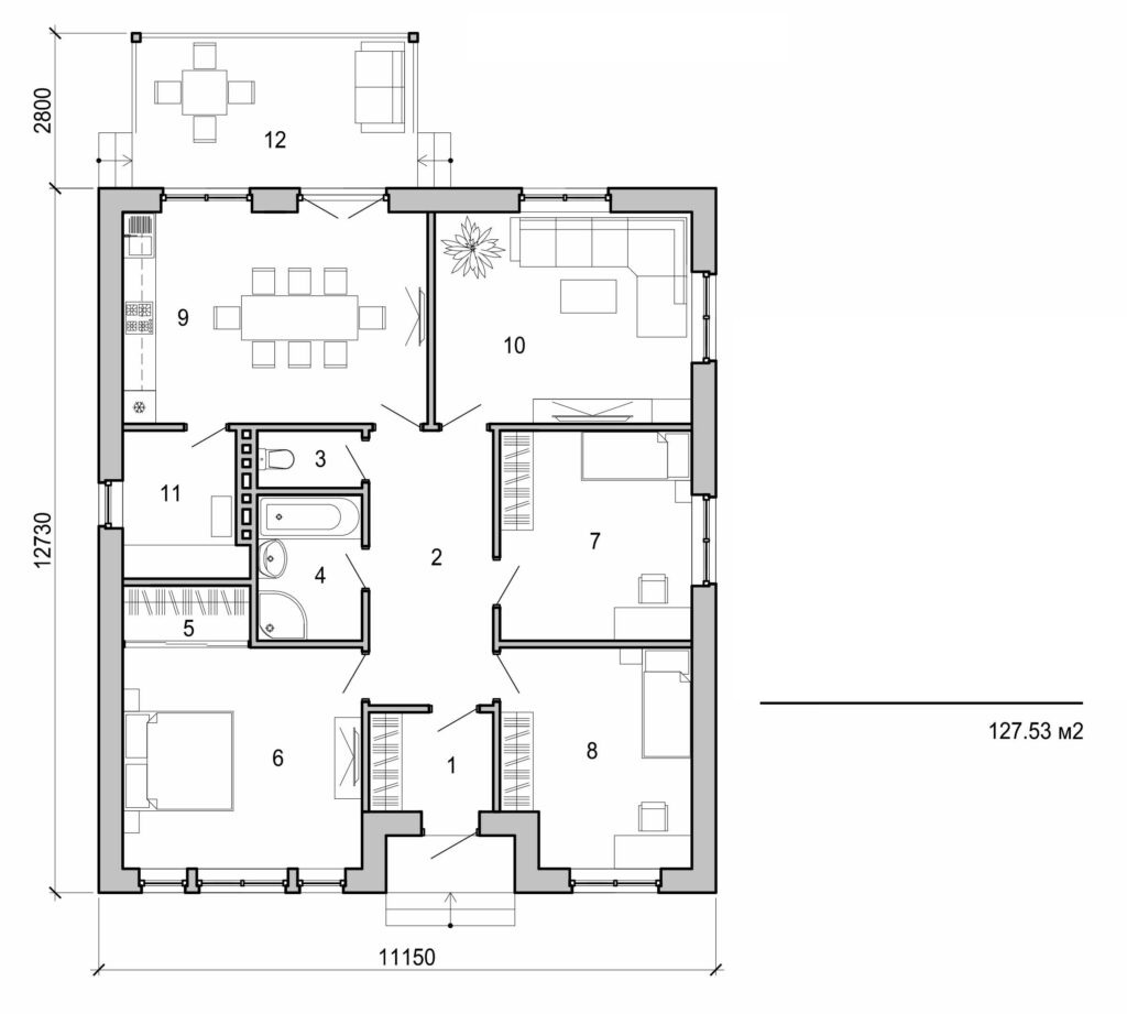 Galería de visualizaciones - Casa de una planta