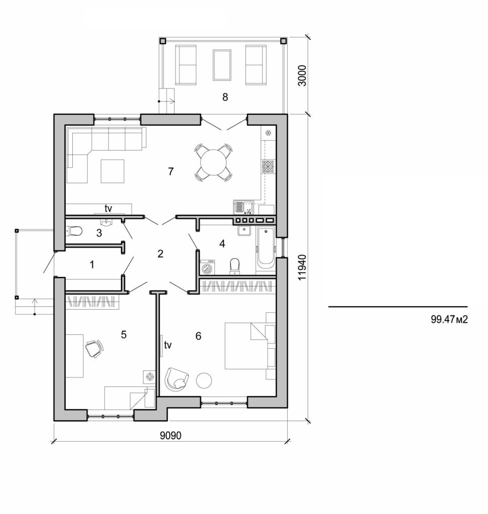 Galería de visualizaciones - Casa de una planta