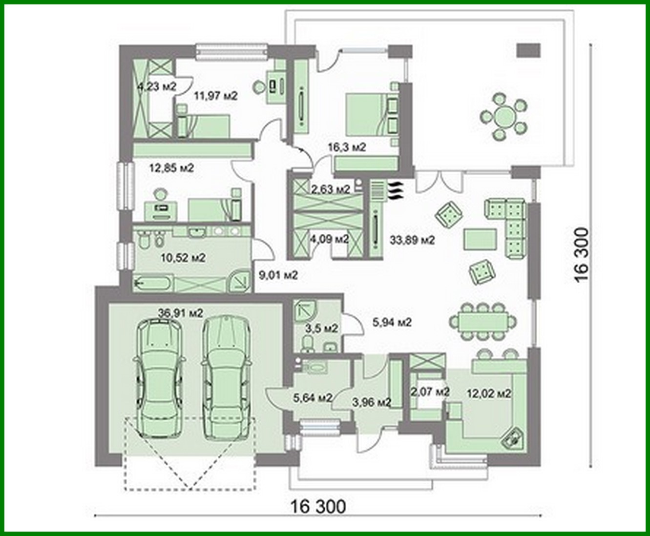 Galería de visualizaciones - Casa de una planta con dormitorios cómodos