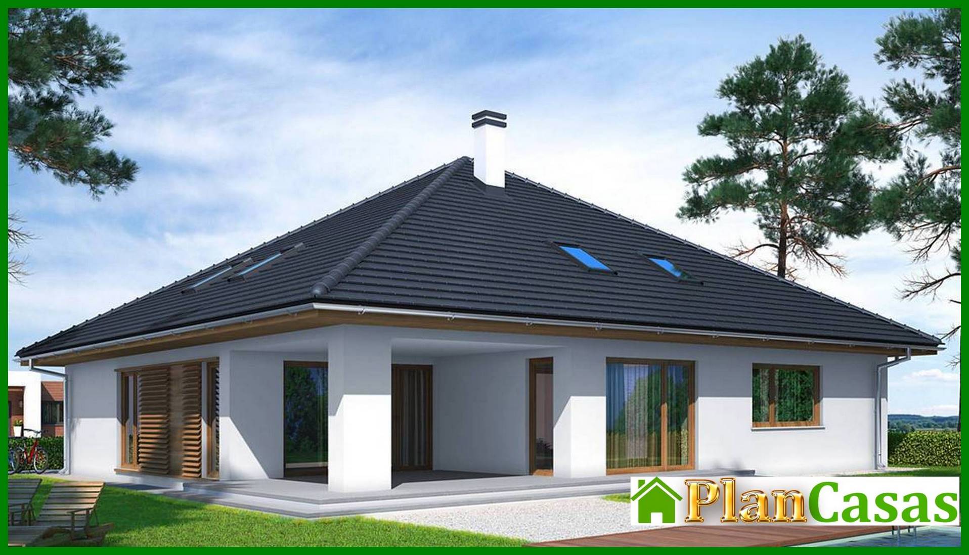 Galería de visualizaciones - Casa de una planta con dormitorios cómodos