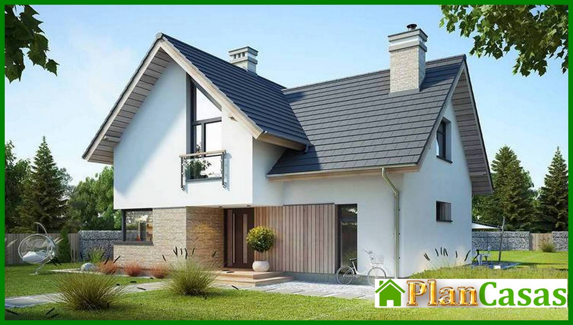 Galería de visualizaciones - Proyecto de casa de dos plantas con cocina tipo estudio y oficina