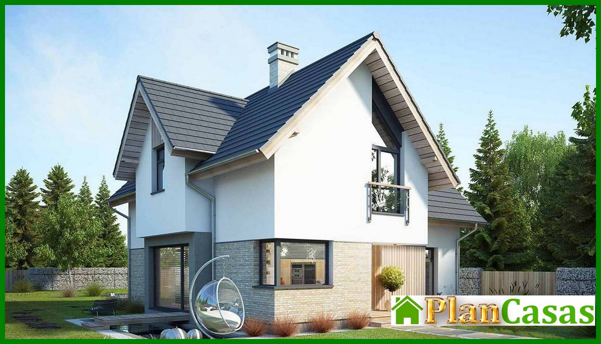 Galería de visualizaciones - Proyecto de casa de dos plantas con cocina tipo estudio y oficina