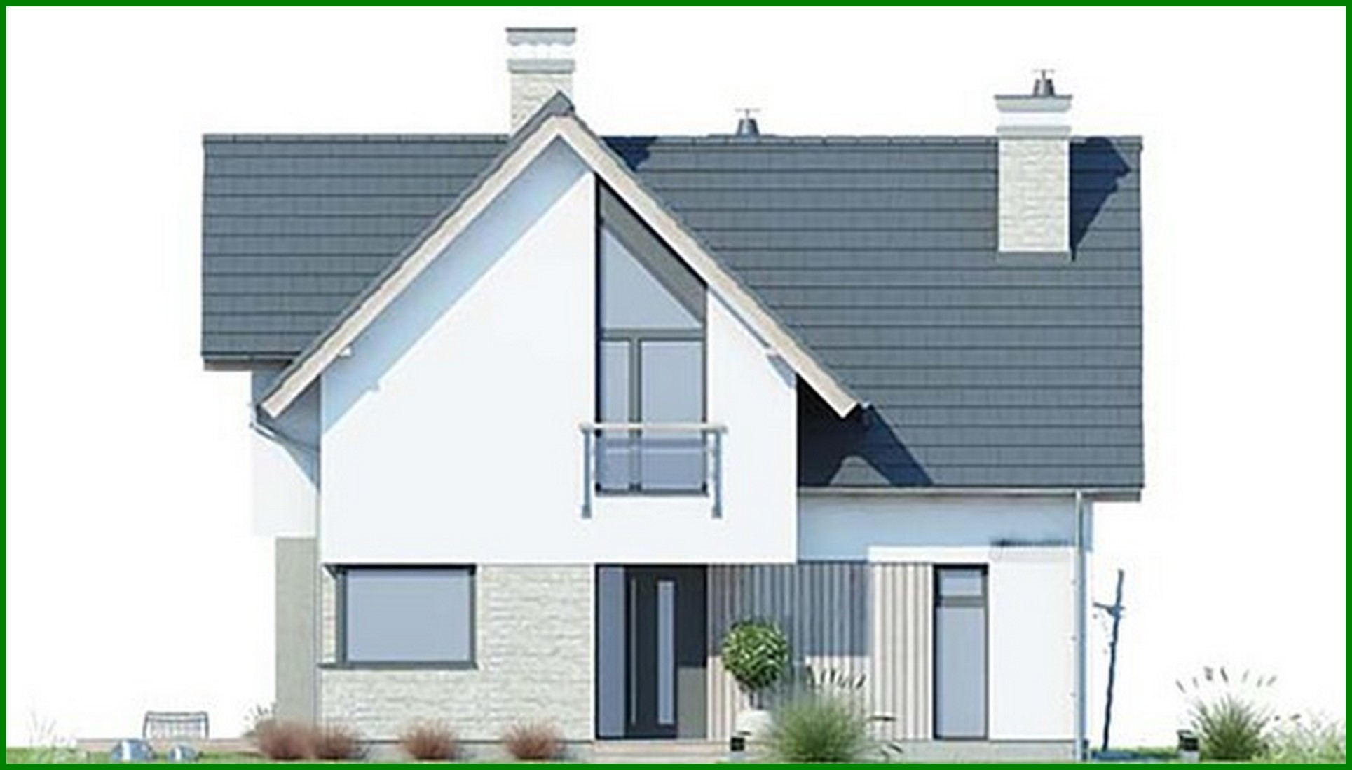 Galería de visualizaciones - Proyecto de casa de dos plantas con cocina tipo estudio y oficina