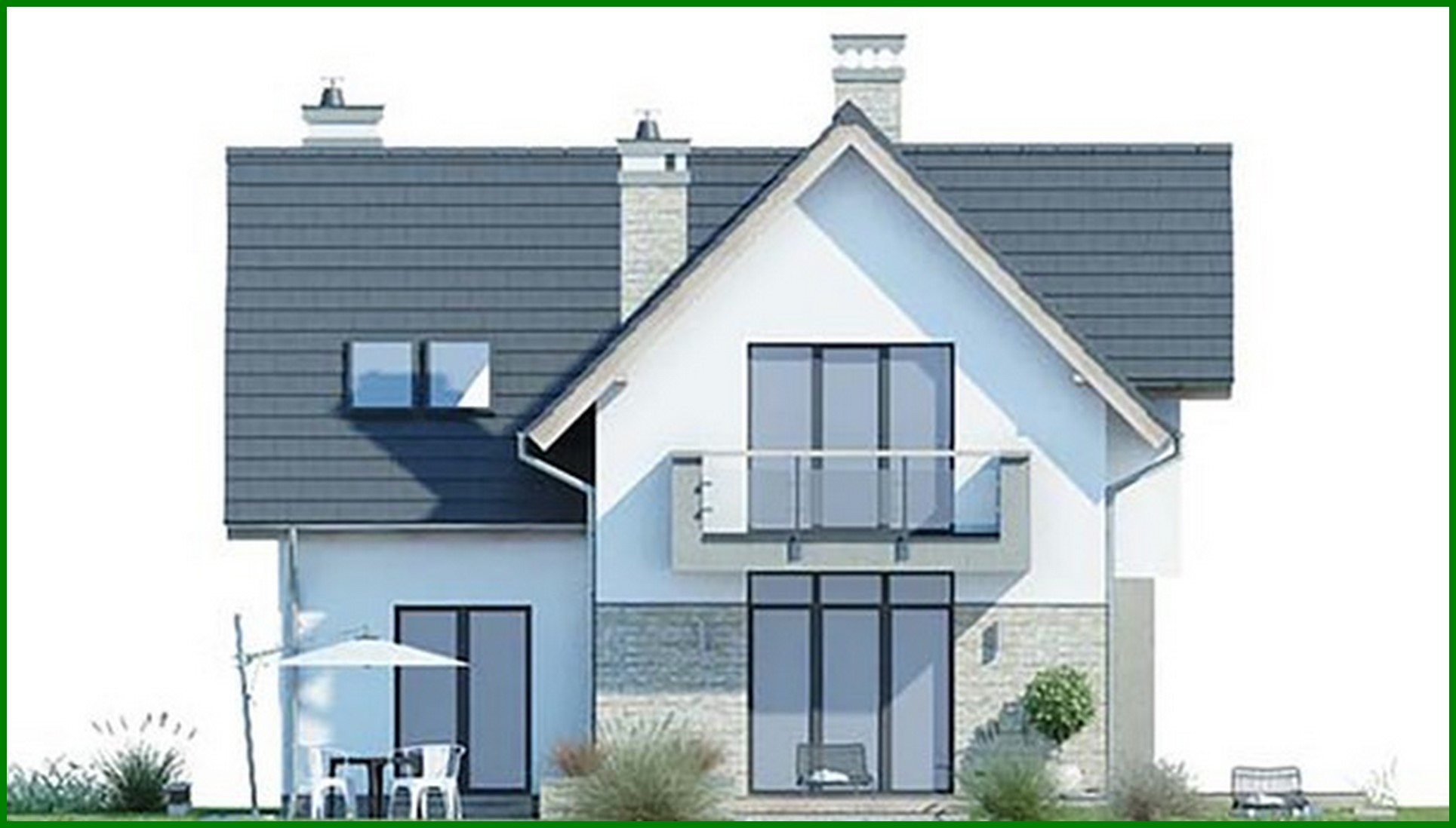 Galería de visualizaciones - Proyecto de casa de dos plantas con cocina tipo estudio y oficina