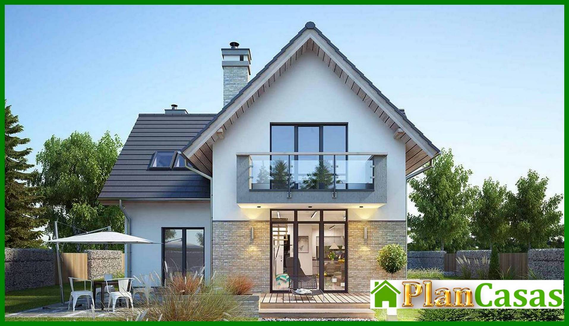 Proyecto de casa de dos plantas con cocina tipo estudio y oficina