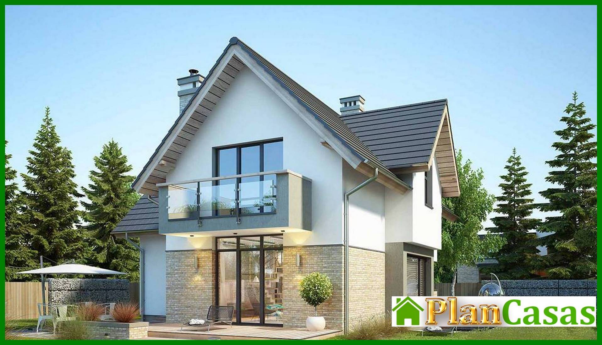 Galería de visualizaciones - Proyecto de casa de dos plantas con cocina tipo estudio y oficina