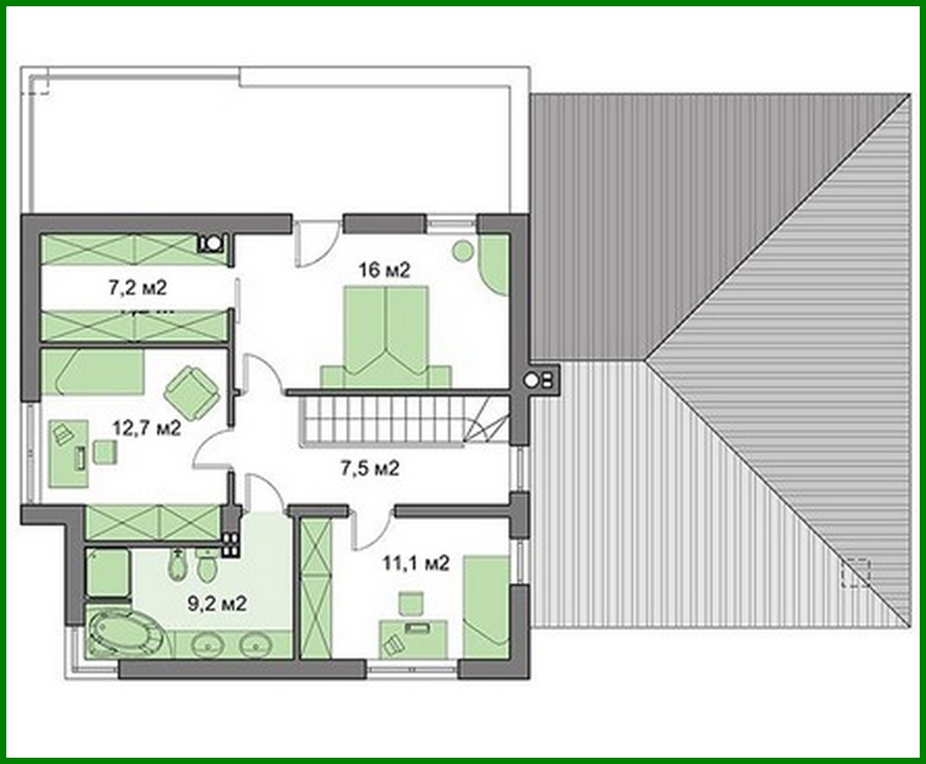 Galería de visualizaciones - Edificio residencial de dos plantas con porche semicircular