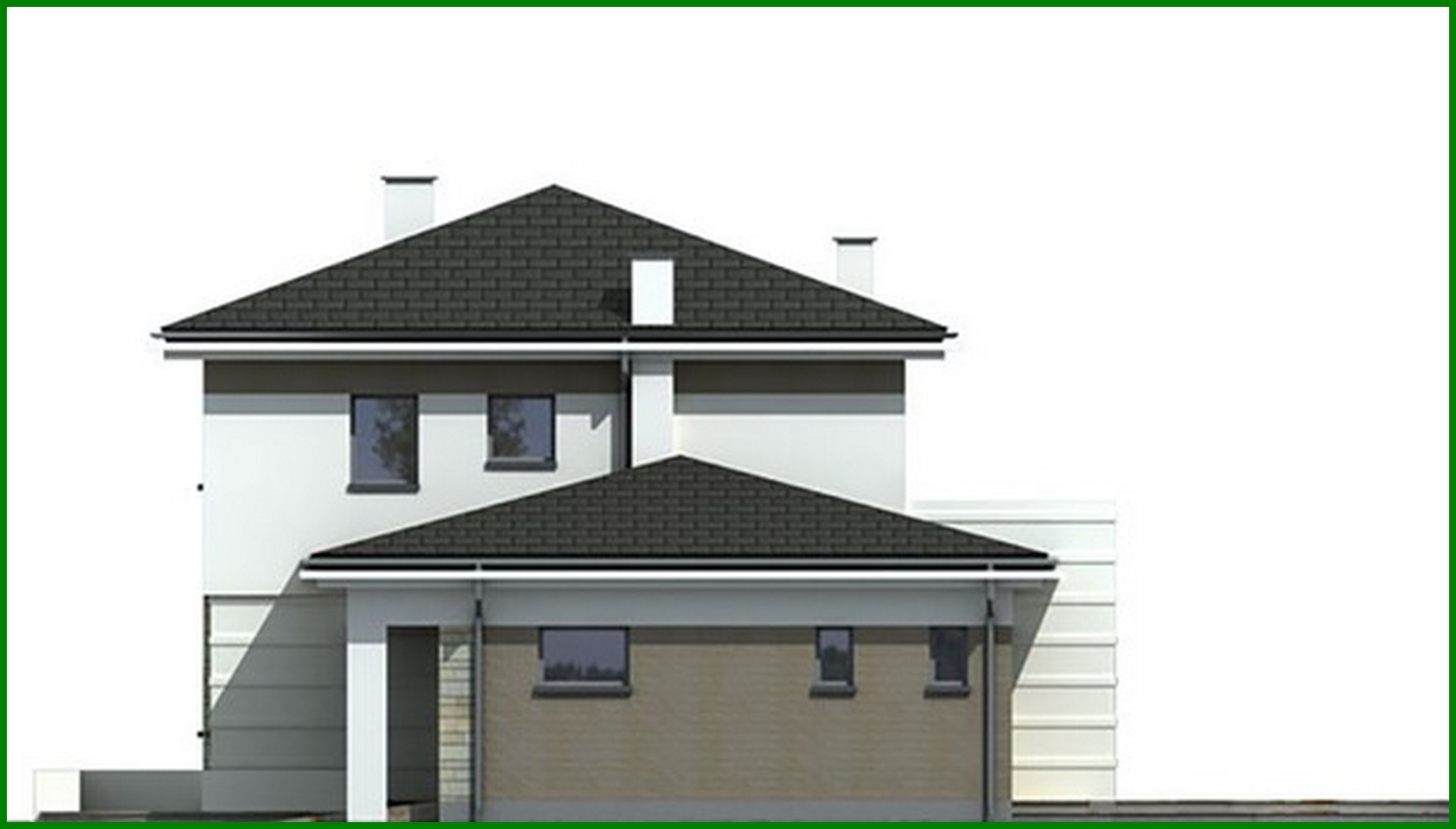 Galería de visualizaciones - Edificio residencial de dos plantas con porche semicircular