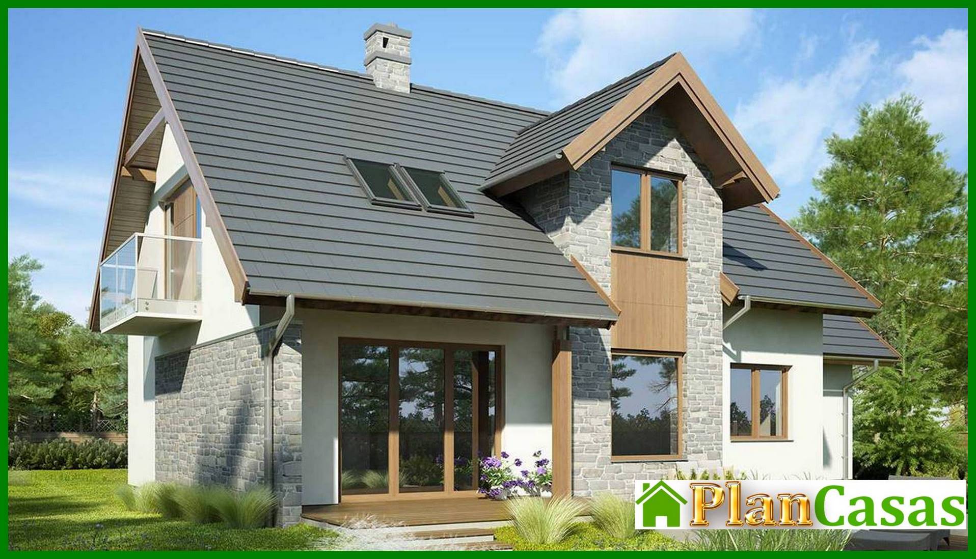 Beautiful house with stone decor